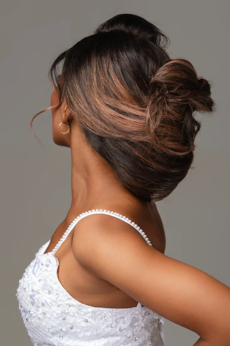 Chignon de mariée vu de dos